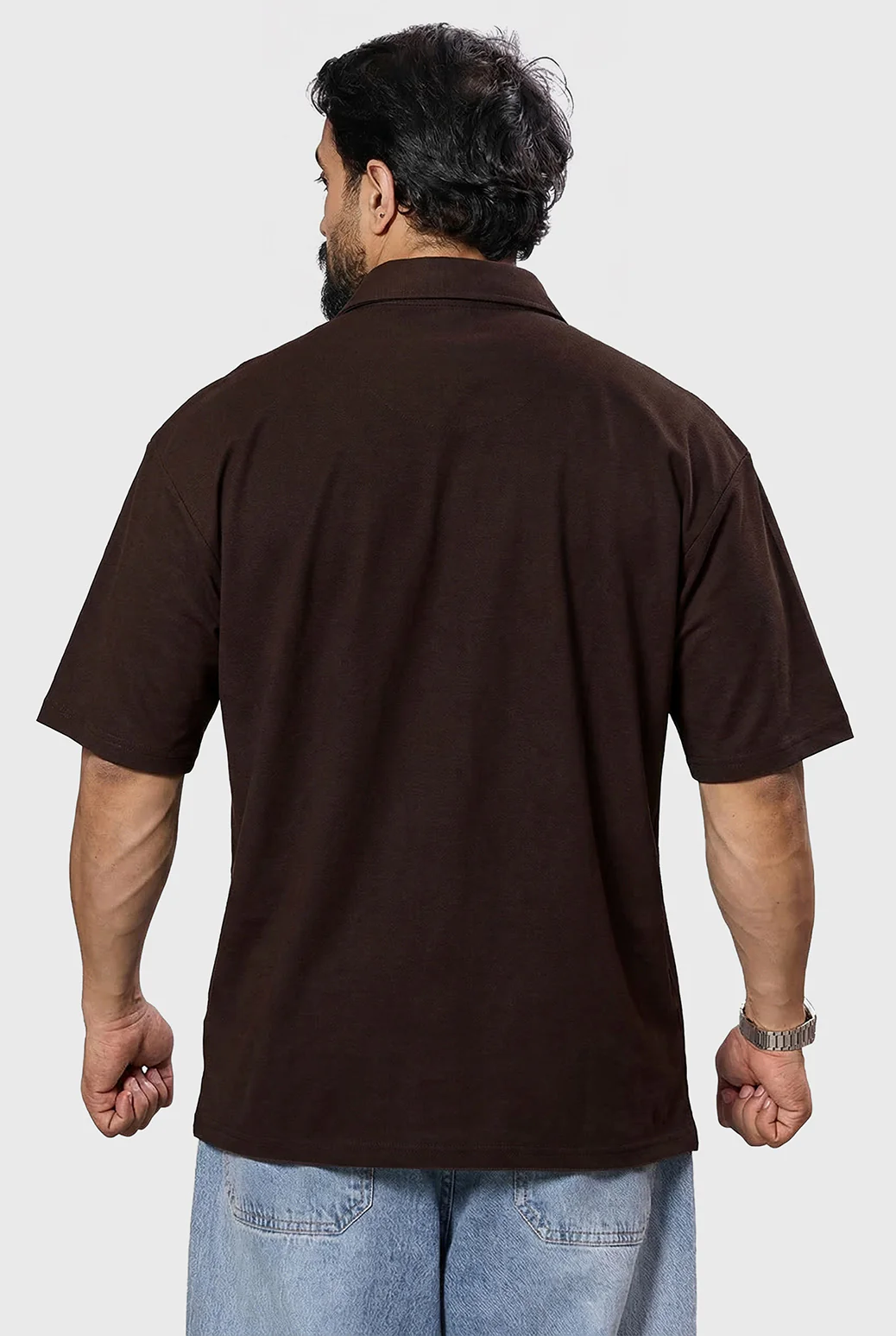 Off Duty Oversized Shirt Coffee - Image 6