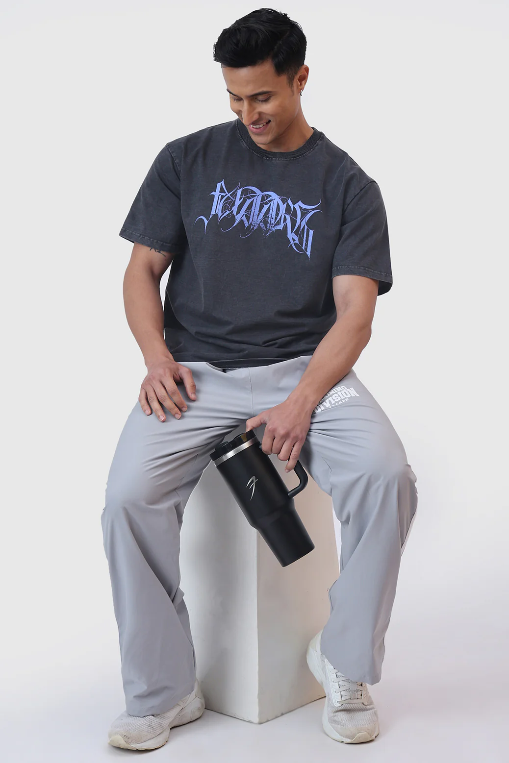 Skull Washed Oversized T-shirt Dark Grey - Image 2